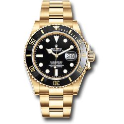  *Pre-Owned* Rolex Yellow Gold Submariner Date Watch - Black Bezel - Black Dial