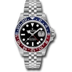  *Pre-Owned* Rolex Steel GMT-Master II 40 Watch - Blue And Red Pepsi Bezel - Black Dial - Jubilee Bracelet