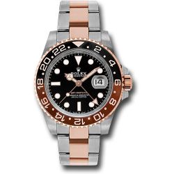  *Pre-Owned* Rolex Everose Rolesor GMT-Master II 40 Watch - Black And Brown Root Beer Bezel - Black Dial - Oyster Bracelet