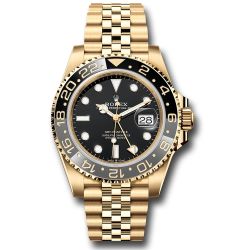  *Pre-Owned* Rolex Yellow Gold GMT-Master II Watch - Bidirectional Rotatable Bezel - Black Dial - Jubilee Bracelet