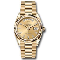  *Pre-Owned* Rolex Yellow Gold Day-Date 36 Watch - Fluted Bezel - Champagne Dial - President Bracelet
