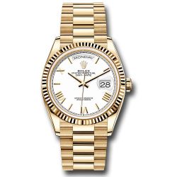  *Pre-Owned* Rolex Yellow Gold Day-Date 36 Watch - Fluted Bezel - White Roman Dial - President Bracelet