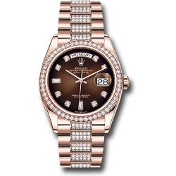  *Pre-Owned* Rolex Everose Gold Day-Date 36 Watch - Diamond Bezel - Brown OmbrÃ© Diamond Dial - Diamond President Bracelet