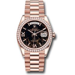  *Pre-Owned* Rolex Everose Gold Day-Date 36 Watch - Diamond Bezel - Eisenkiesel Diamond Index Roman 9 Dial - President Bracelet