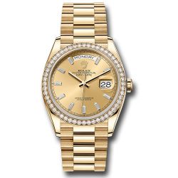  *Pre-Owned* Rolex Yellow Gold Day-Date 36 Watch - Diamond Bezel - Champagne Dial - President Bracelet