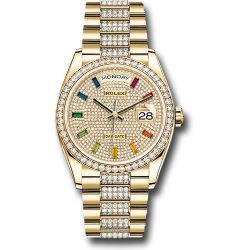  *Pre-Owned* Rolex Yellow Gold Day-Date 36 Watch - Diamond Bezel - Diamond-Paved Dial - Diamond President Bracelet