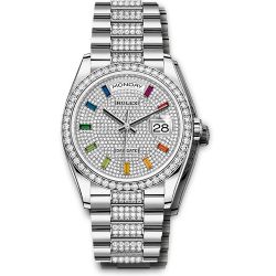  *Pre-Owned* Rolex White Gold Day-Date 36 Watch - Diamond Bezel - Diamond-Paved Dial - Diamond President Bracelet