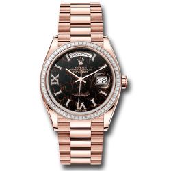  *Pre-Owned* Rolex Everose Gold Day-Date 36 Watch - Diamond Bezel - Eisenkiesel Diamond Index Roman 9 Dial - President Bracelet