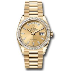  *Pre-Owned* Rolex Yellow Gold Day-Date 36 Watch - Diamond Bezel - Champagne Dial - President Bracelet