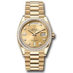  *Pre-Owned* Rolex Yellow Gold Day-Date 36 Watch - Diamond Bezel - Champagne Diamond Dial - President Bracelet