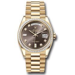  *Pre-Owned* Rolex Yellow Gold Day-Date 36 Watch - Diamond Bezel - Dark Grey Diamond Dial - President Bracelet