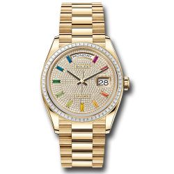  *Pre-Owned* Rolex Yellow Gold Day-Date 36 Watch - Diamond Bezel - Diamond-Paved Dial - President Bracelet
