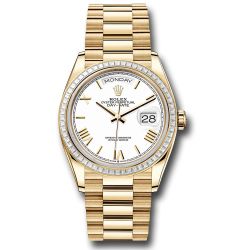  *Pre-Owned* Rolex Yellow Gold Day-Date 36 Watch - Diamond Bezel - White Roman Dial - President Bracelet