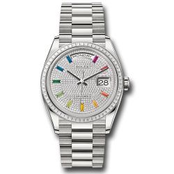  *Pre-Owned* Rolex White Gold Day-Date 36 Watch - Diamond Bezel - Diamond-Paved Dial - President Bracelet