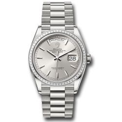  *Pre-Owned* Rolex White Gold Day-Date 36 Watch - Diamond Bezel - Silver Index Dial - President Bracelet