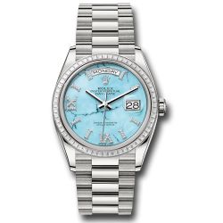  *Pre-Owned* Rolex White Gold Day-Date 36 Watch - Diamond Bezel - Turquoise Diamond Index Roman 9 Dial - President Bracelet