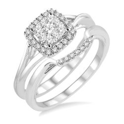 Cushion Shape Halo Shine Bright Diamond Wedding Set