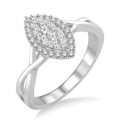 Opal Splendor 14K White Gold Diamond Pave Ring