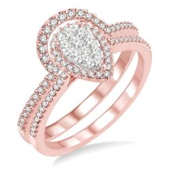 Pear Shape Halo Shine Bright Diamond Wedding Set