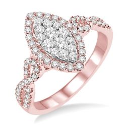 Coral Eros 14K Rose Gold Diamond Split Shank Ring