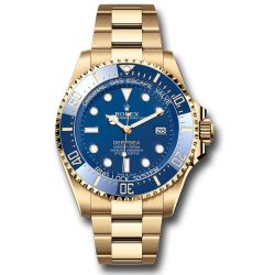  *Pre-Owned* Rolex Yellow Gold *Pre-Owned* Rolex Deepsea Watch - Unidirectional Rotatable Bezel - Blue Dial - Oyster Bracelet