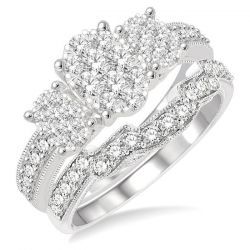 Oval Shape Past Present & Future Shine Bright Diamond Wedding Set