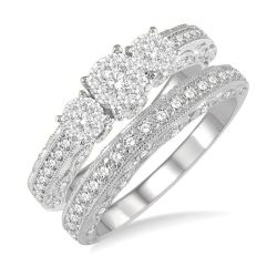 Round Shape Past Present & Future Shine Bright Diamond Wedding Set