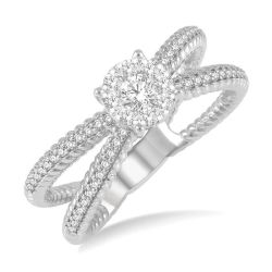 Shine Bright Stone 14K White Gold Diamond Cluster Ring
