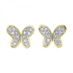 Yellow Gold Diamond Butterfly Earrings