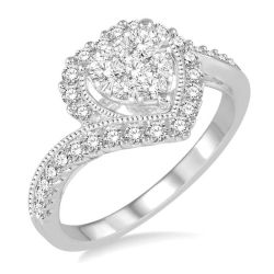 Heart Shape Halo Shine Bright Diamond Engagement Ring