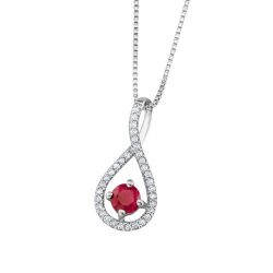 Ruby and Diamonds Silver Pendant