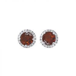Ruby and Diamonds Silver Earrings