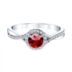 Ruby and Diamonds Silver Ring