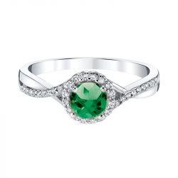 Emerald and Diamonds Silver Ring