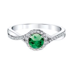 Emerald and Diamonds Silver Ring