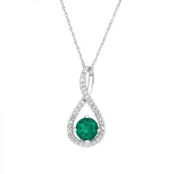 Emerald and Diamonds Silver Pendant