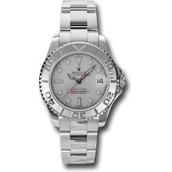  *Pre-Owned* Rolex Steel and Platinum Yacht-Master 35 Watch - Platinum Dial