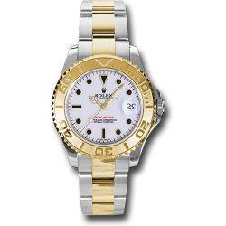  *Pre-Owned* Rolex Steel and Yellow Gold Yacht-Master 35 Watch - White Dial
