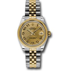  *Pre-Owned* Rolex Steel and Yellow Gold Datejust 31 Watch - Domed Bezel - Champagne Concentric Circle Arabic Dial - Jubilee Bracelet