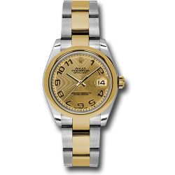  *Pre-Owned* Rolex Steel and Yellow Gold Datejust 31 Watch - Domed Bezel - Champagne Concentric Circle Arabic Dial - Oyster Bracelet