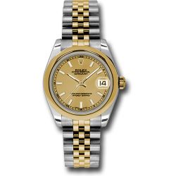  *Pre-Owned* Rolex Steel and Yellow Gold Datejust 31 Watch - Domed Bezel - Champagne Index Dial - Jubilee Bracelet