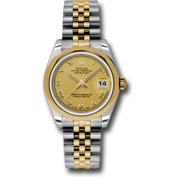  *Pre-Owned* Rolex Steel and Yellow Gold Datejust 31 Watch - Domed Bezel - Champagne Roman Dial - Jubilee Bracelet
