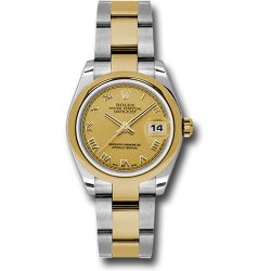  *Pre-Owned* Rolex Steel and Yellow Gold Datejust 31 Watch - Domed Bezel - Champagne Roman Dial - Oyster Bracelet