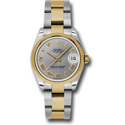  *Pre-Owned* Rolex Steel and Yellow Gold Datejust 31 Watch - Domed Bezel - Slate Grey Roman Dial - Oyster Bracelet