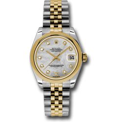  *Pre-Owned* Rolex Steel and Yellow Gold Datejust 31 Watch - Domed Bezel - Mother-Of-Pearl Diamond Dial - Jubilee Bracelet