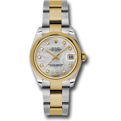  *Pre-Owned* Rolex Steel and Yellow Gold Datejust 31 Watch - Domed Bezel - Mother-Of-Pearl Diamond Dial - Oyster Bracelet