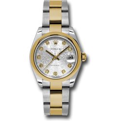  *Pre-Owned* Rolex Steel and Yellow Gold Datejust 31 Watch - Domed Bezel - Silver Jubilee Diamond Dial - Oyster Bracelet