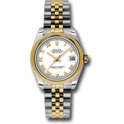  *Pre-Owned* Rolex Steel and Yellow Gold Datejust 31 Watch - Domed Bezel - White Roman Dial - Jubilee Bracelet