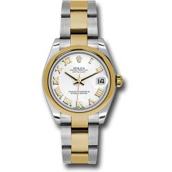  *Pre-Owned* Rolex Steel and Yellow Gold Datejust 31 Watch - Domed Bezel - White Roman Dial - Oyster Bracelet