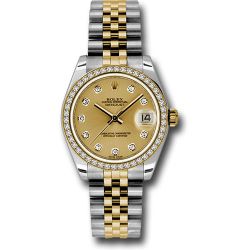 *Pre-Owned* Rolex Steel and Yellow Gold Datejust 31 Watch - 46 Diamond Bezel - Champagne Diamond Dial - Jubilee Bracelet